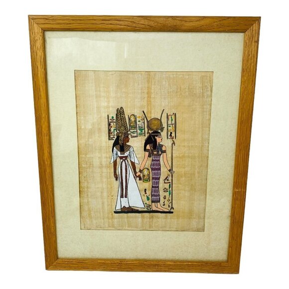 The Papyrus Egyptian Goddess Hand Painted Hand Made Art Gold Black Metallic Gold - Picture 11 of 11